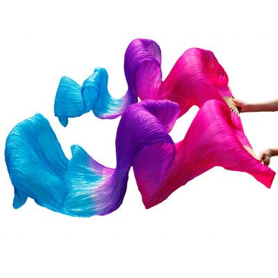 

2017 Stage Performance 100 Silk Belly Dance Fans Gradient Colour Dance Accessories Belly Dancing Silk Fans RosePurpleTurquoise