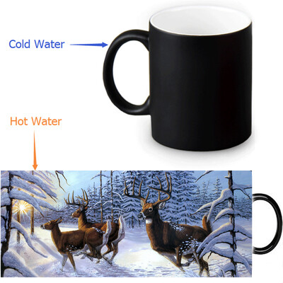 

Deer 350ml12oz Heat Reveal Mug Color Change Coffee Cup Sensitive Morphing Mugs Magic Mug Milk Tea Cups