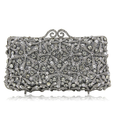 

Milisente Мода цветок сцепления мешки полный кристалл муфты ёенщин Серебряная партия кошелек дамы свадебный мешок с длинной цепью