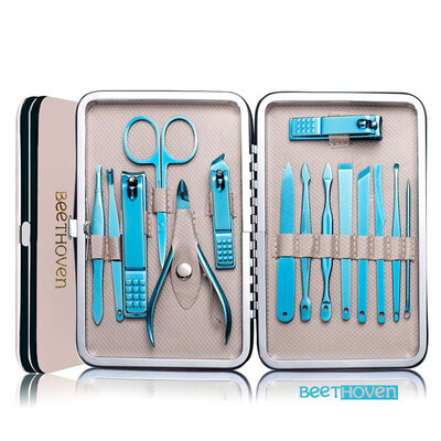 

For the blue colorful gift gutter trim nail clipper set household large German craft pedicure knife set of 15