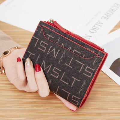 

MashaLanti Fashion Womens Bag Trends Womens Wallet Korean Print Wallet Casual Short Multi-Function Card Pack K100 Coffee Color