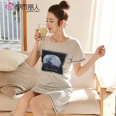 

Cosmo Lady pajamas womens cotton short-sleeved nightdress fresh Korean version of the thin section single piece skirt home service BH7001