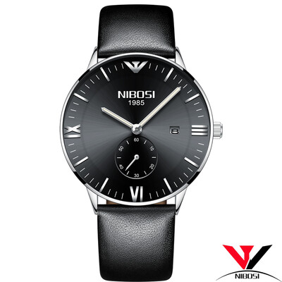 

Fashionable Simple Waterproof Watches NIBOSI Wrist Watch Leather Strap Genuine Quartz Wristwatch Brand Men Watch Luxury Casual