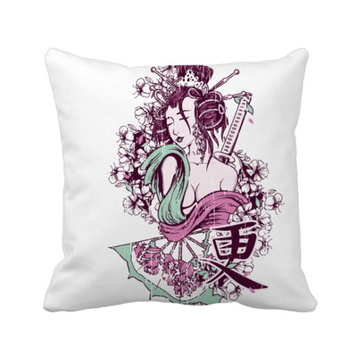 

Sakura Japan Sword Hand-decorated Square Throw Pillow Insert Cushion Cover Home Sofa Decor Gift