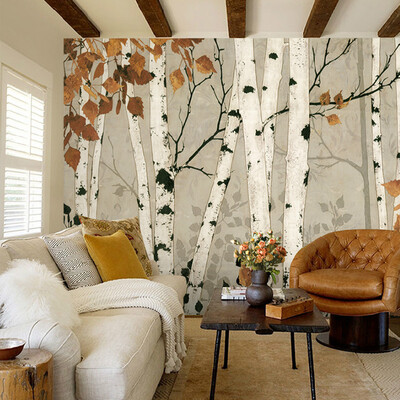 

Custom 3d mural Painting white birch wallpaper bedroom large mural simple art 3D wallpaper murals