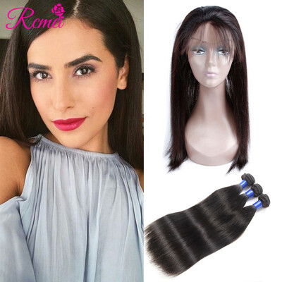 

Rcmei 8A Raw Virgin Hair 360 Lace Frontal Closure With Bundles Brazilian Straight 360 Lace Frontal With Human Hair Bundles