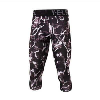 

2018 new mens fitness fashion leisure gym bodybuilding exercise male calf shorts brand tight quick dry 7 points sweat pants