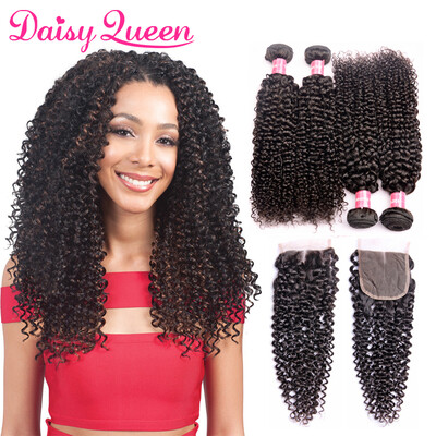

5pcslot Brazilian Curly Virgin Hair With Closure Middle Part Human Hair Bundles With Lace Closure Grade 8A Brazilian Curly Hair