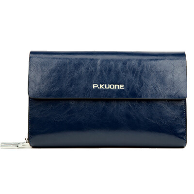 

P.kuone® Brand 2015 famous brand genuine leather Wallets men's wallet male money purses with Double Zipper Wallets Purses