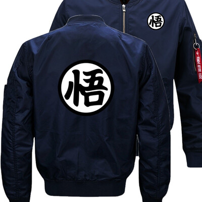 

Dragon Ball Word Bomber Flight Flying Jacket Winter thicken Warm Zipper Men Jackets Anime Mens Casual Coat