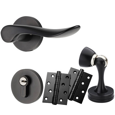 

Yuhuaze space aluminum mute indoor bedroom split lock double tongue anti-theft door lock set with 2 hinges 1 door suction