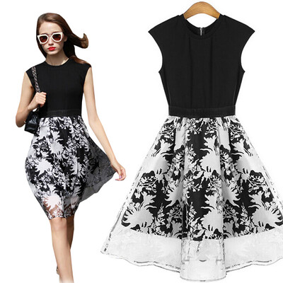 

Lovaru ™2015 casual sleeveless fit and flare summer street snap style o-neck knee-length elegant women's dresses