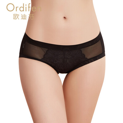 

Ou Difen womens underwear low waist flat pants womens triangle underwear XP7506 black XL