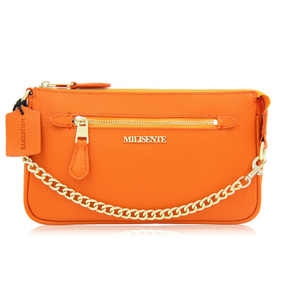 

Milisente 2018 New Women handbag Chain Genuine Leather Bag Fashion Crossbody Shoulder Bags Orange
