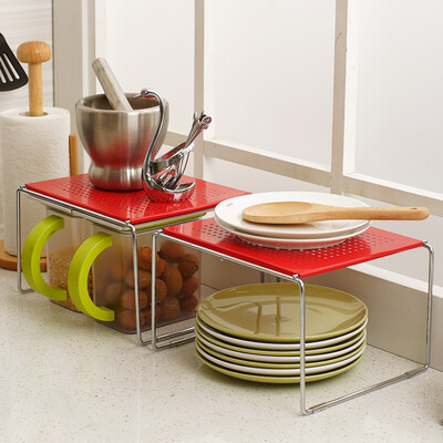 

Ou Runzhe shelf desktop cabinet wardrobe storage layered shelf red 2 Pack