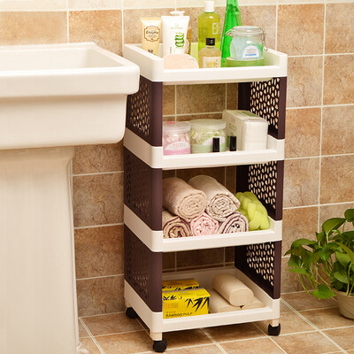 

Herb Garden Thicken Bathroom Shelf Bathroom Storage Rack Bathroom Corner Four Layers Stroller Shelf Brown