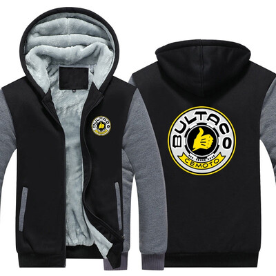 

2018 wholesale Mens Hoodie Bultaco Cemoto Pursang Printed Thicken Fleece Fashion Brand Jacket Tops Sportswear Jacket wool