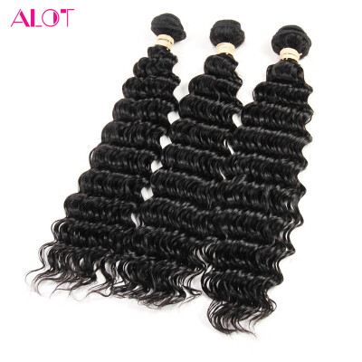 

Alot Human Hair Deep Wave Peruvian Hair Weave 3 Bundles Natural Color Hair Extensions