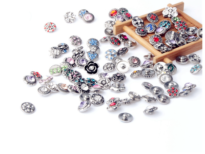 

50pcs Pieces High Quality Mix Many Rhinestone Styles Charm 18mm Snap Bracelet Womens Rivca DIY Snap Jewelery