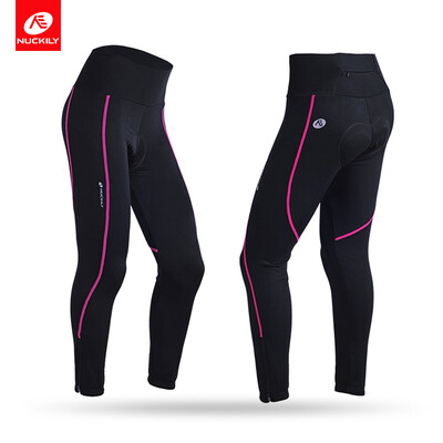 

NUCKILY Winter Women Bike Apparel Spandex Warmer Fleece Cycling Tights GN001