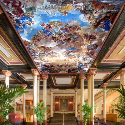 

Custom Large 3D Ceiling Murals Wallpaper European Style Retro Hotel Lobby Living Room Decor Angel Photo Ceiling Wallpaper Murals