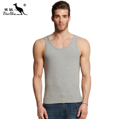 

Kangshu DaiShu mens vest round neck tight-fitting sports fitness sweat vest summer bottoming Slim type solid color cotton sweatshirt ash gray L
