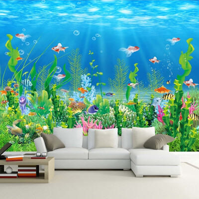 

Cartoon Seabed Fish Seaweed Wall Mural Пользовательские обои для детей Обои для стен Детская спальня Настенная бумага Домашнее украшение TV Backdrop