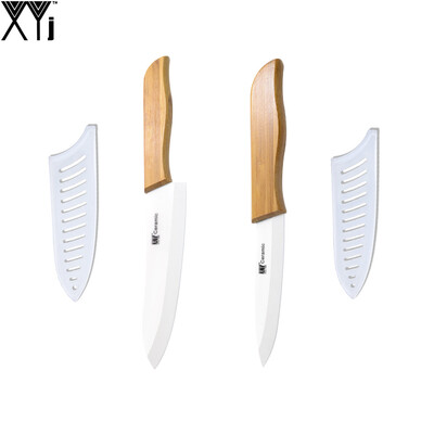 

New 4" 6" Utility Chef Ceramic Knife Bamboo Handle XYj Brand Kitchen Knife Sharp White Blade High Grade Cooking Tools 2 Pcs Set