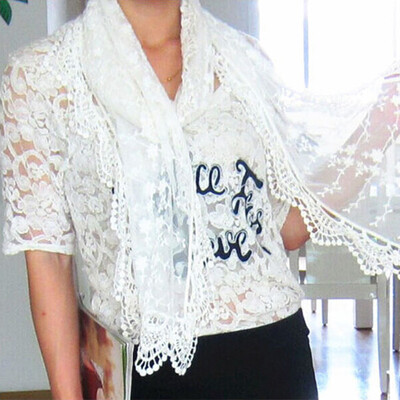 

CANISFashion Womens Stitching Floral Print Lace Trim Long Scarf Shawl
