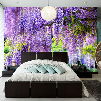 

Пользовательский плакат печать 3D Романтический фиолетовый цветок Vine Wall Painting Гостиная Спальня Фото Фон Mural Обои Декор