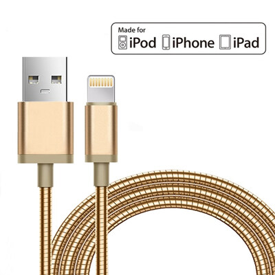 

mfi Metal USB Charger Cable For iPhone 7 Plus 6s 6 6Plus Mobile Phone Charge High Strength Max 24A USB Data Cable Wire