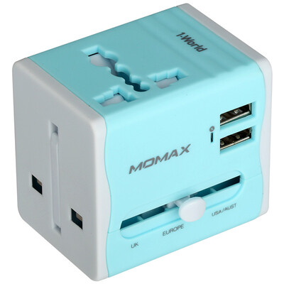 

MOMAX Wonderful Global Charger Dual USB Travel Abroad Global Power Conversion Plug&Socket for