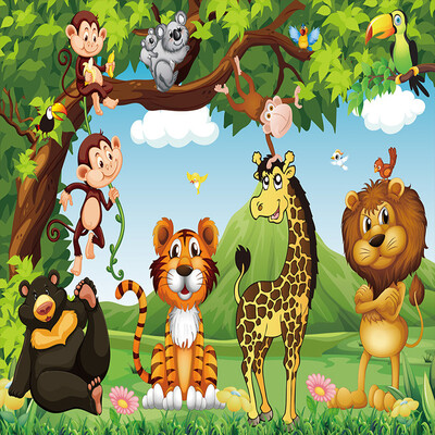 

Пользовательские обои Mural 3D Мультфильм Животный мир Дети Дети Спальня Фон Стена Картина Экологичные Нетканые обои 3 D