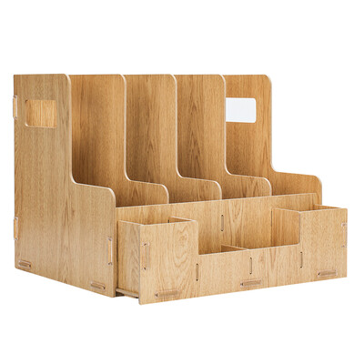 

Deli deli wooden combination multi-function desktop file box quad file basket file column 79221