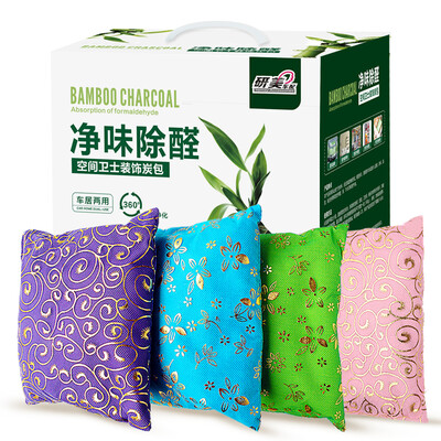 

Yanmei car with deodorant chiffon bamboo charcoal package car new house decoration in addition to taste to formaldehyde activated carbon scavenger deodorant carbon package 500g 4 package
