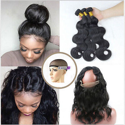 

7A Grade Remeehi Brazilian Virgin Hair Body Wave 3 Bundles with 360 Frontal Lace Frontal Closure 2242