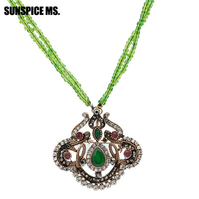 

Elegent Turkish Ethnic Seed Bead Long Pendant Necklace Antique Resin Hollow Flower Necklace Sets Indian Bohemia Vintage Jewlery
