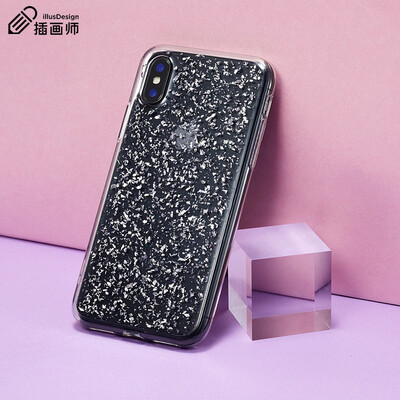 

Illustrator iPhonex Mobile Shell Protective cover Thicken drop-resistant transparent TPU PC Soft border hard backplane Apple x Mobile phone shell Strong protection Sparkling models Fireworks series - Silver