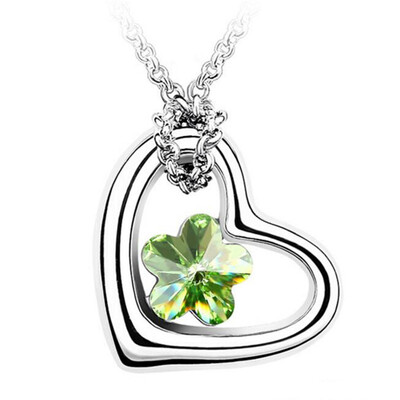 

Flower Necklace Crystal from Austrian High Quality Heart Pendants Necklace For Women Bijouterie Female Gift 112