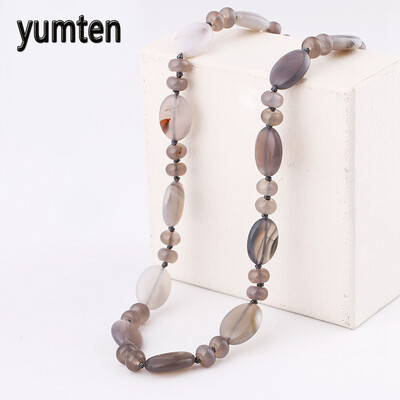 

Yumten Grey Agate Necklace Power Natural Crystal Men Jewelry Women Rainbow Pokemon Panda Musica Mortal Kombat Sailor Moon Satan
