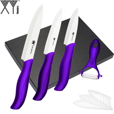 

XYj White Blade Kitchen Ceramic Knives Paring Utility Slicing Knife + Peeler + Black Hard Paper Gift Box Kitchen Accessories