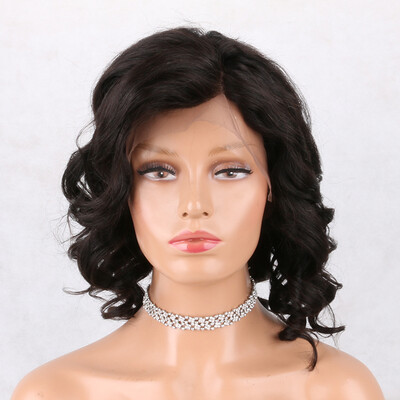 

Bob Wavy Lace Front Human Hair Wigs For Women Bleached Knots Brazilian Remy Hair Wigs With Baby Hair Pre-Plucked Hairline Ship Fre