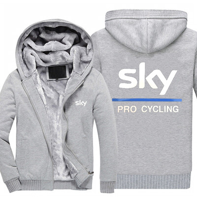 

2018 New USA SIZE Men Winter Autumn Hoodies SKY PRO CYCLING pattern Fleece Coat Baseball Uniform Sportswear Jacket wool