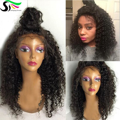 

9A High Ponytail Kinky Curly Full Lace Wig With Baby Hair Pre Plucked Brazilian Virgin Human Hair Wigs For Black Women