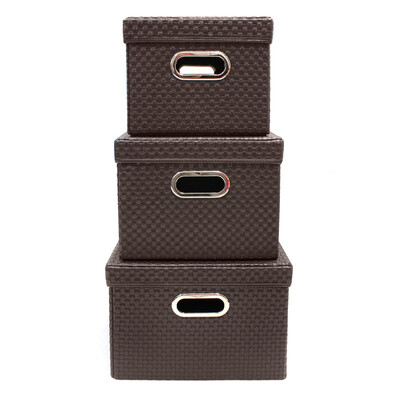 

Yi Cai Nianhua leather bainer box woven storage storage box wardrobe storage storage box 38L33L19L three-piece suit DKG166