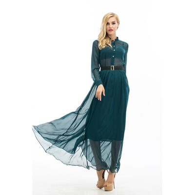 

CANIS@Women's Long Sleeves Chiffon Cocktail Maxi Evening Dress Женская Длинные рукава шифон Коктейль вечернее платье макси