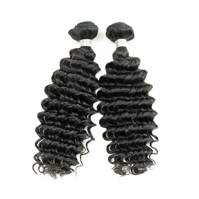 

kiss hair 2 pcslot Indian temple hair deep wave double weft no tangle hair bundle 100human hair