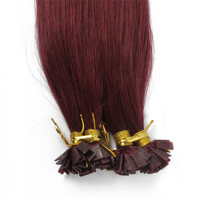 

1gs 100g Human Remy Hair Burgundy Keratin Flat tip Hair Extensions