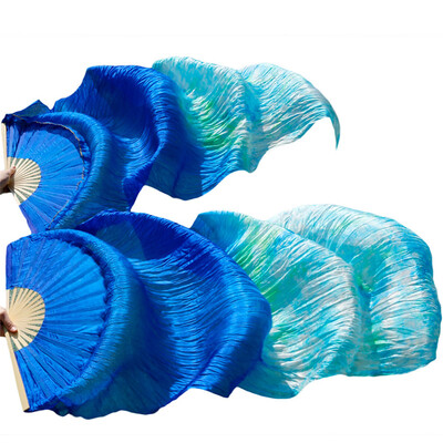 

New Arrivals Stage Performance Dance Fans 100 Silk Veils Colored 180cm Women Belly Dance Fan Veils 2pcs Royal BlueMixed Colors