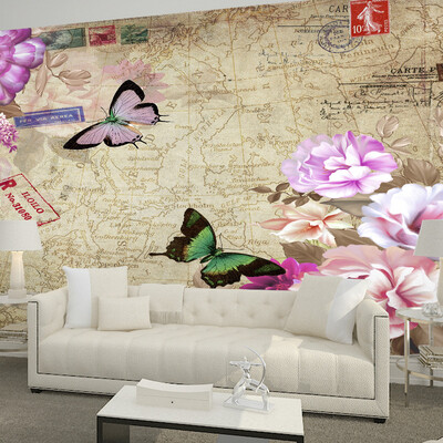 

3D photo wallpaper European style large-scale butterfly flower TV wallpaper living room bedroom wallpaper mural